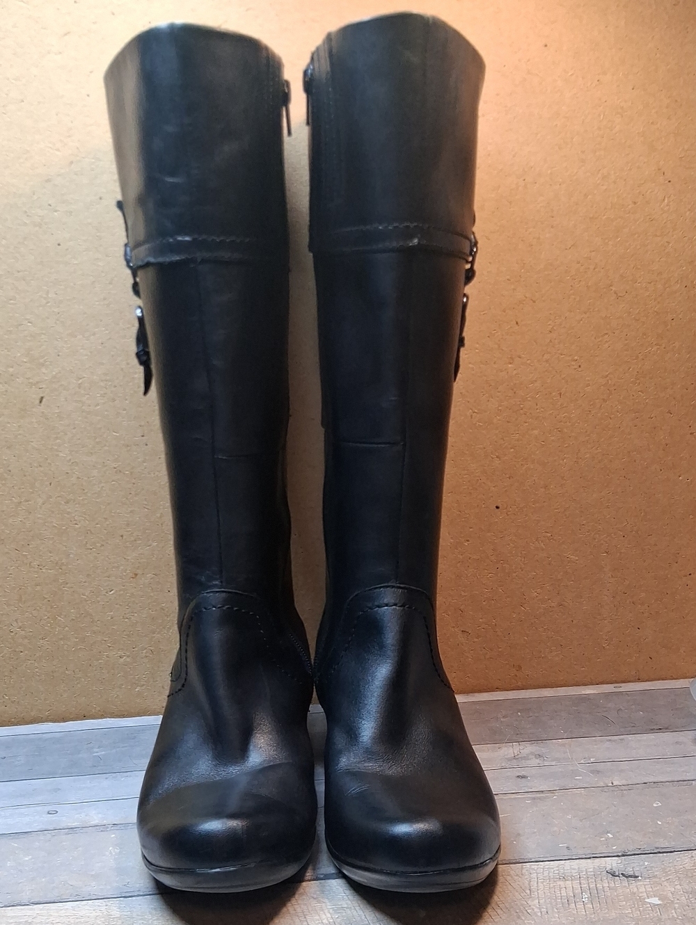 Clarks Ingalls Vicky Women's Black Leather Riding Boots 68742 Size 8.5 M